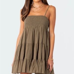 Olive Green Oversized Mini Dress